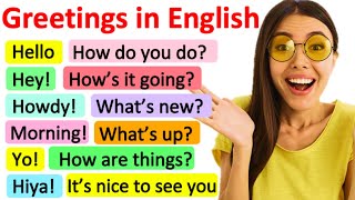 GREETINGS IN ENGLISH  Formal amp informal  Learn with examples amp quiz [upl. by Imhsar]