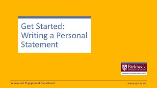 Get Started Writing a Personal Statement [upl. by Ayerf]