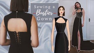 Sewing a Bustier Gown  DIY Evening Dress  Altering Corset Pattern Sewing Vlog [upl. by Nosecyrb]