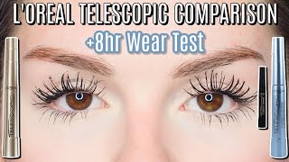 LOREAL TELESCOPIC MASCARA ORIGINAL vs WATERPROOF vs CARBON BLACK REVIEW  BEST DRUGSTORE MASCARA [upl. by Bloxberg]