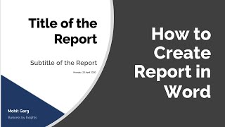 How to make Classic Report Template in Word  Business Reports  Speed Word [upl. by Mcginnis]