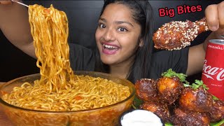 SPICY CURRY NOODLES WITH BARBECUE BBQ CHICKEN DRUMSTICKS🍗  BIG BITES MUKBANG FOOD EATING VIDEOS [upl. by Hsirrehc]