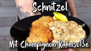 Schnitzel Rezept mit ChampignonRahmsoße  SchnibloSpecial 😁 [upl. by Fridlund603]