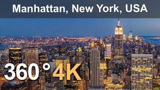 360° Video Manhattan New York USA 4K aerial video [upl. by Wilmar]