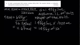 Calculating MOLALITY using DENSITY [upl. by Ehcar]