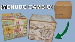 CAJA DE CARTÓN RECICLADA Y DECORADA CON PAPEL [upl. by Remmer]