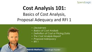 Cost Analysis 101 Session 1 Proposal Adequacy and RFI 1 [upl. by Anined]