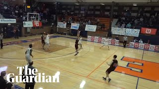 Incredible fullcourt buzzer beater shot wins basketball game [upl. by Dnomaj]