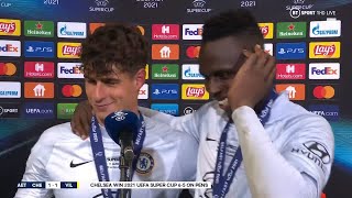 Kepa and Mendy do joint interview after inspired substitution leads Chelsea to Super Cup glory [upl. by Einhpets]