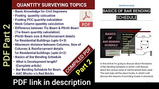 Quantity surveying pdf part 2  material quantity calculation compiled pdf  civil tutor [upl. by Hsetim342]