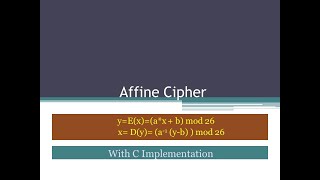 Affine Cipher  Encryption Decryption using Affine Cipher  C implementation  Example [upl. by Ardnuahc203]