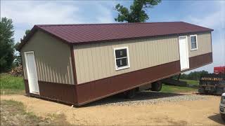 16x40 Metal Shed Delivery  Used for An OffGrid Cabin [upl. by Enilada]