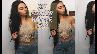 CROCHET FLOWER HALTER TOP TUTORIAL [upl. by Arualana]