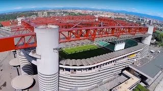 San Siro football stadium drone flight  Milan AC Milan Inter Milan [upl. by Nittirb]