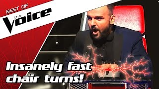 TOP 10  QUICKEST TURNS in the Blind Auditions of The Voice [upl. by Celina]