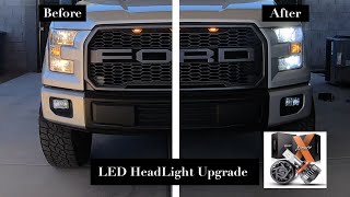 2016 Ford F150 LED HeadLight Bulb Conversion Before amp After [upl. by Betz]