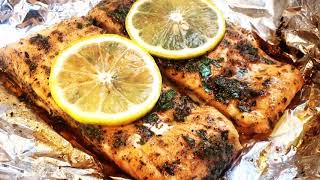 Air Fried Lemon Garlic Salmon in Foil  Cooked from Frozen [upl. by Adoree]