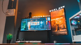 My first Dual Monitor Setup  AmazonBasics Dual Arm Monitor Stand [upl. by Cristiona777]