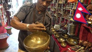 SINGING BOWL DEMONSTRATION KATHMANDU NEPAL 4K [upl. by Treb574]