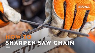 How to Sharpen Saw Chain  STIHL Tutorial [upl. by Hildagarde201]