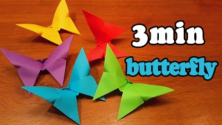 How To Make an Easy Origami Butterfly in 3 MINUTES [upl. by Fia]