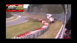 Airborne NISSAN GT R kills one spectator in Nurburgring [upl. by Judie]