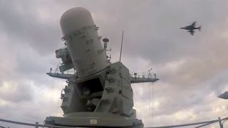 Navy CIWS Gun System Locks Onto Incoming Aircraft [upl. by Euqinemod]