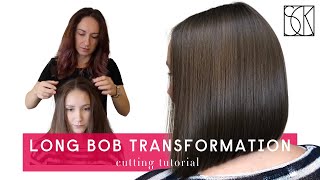 LOBLONG BOB HAIRCUT TRANSFORMATION  tutorial by SANJA KARASMAN [upl. by Yenoh]