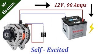 12v 90 Amps Car Alternator to Self Excited Generator using DIODE [upl. by Cirred]