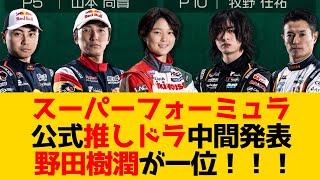 スーパーフォーミュラ 公式推しドラ中間発表 野田樹潤が一位！！！ [upl. by Iblehs776]