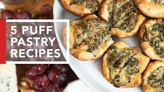 5 Puff Pastry Recipes  Quick amp Easy Appetizers [upl. by Marjy]