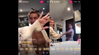 Justin Bieber being shy amp Hailey Baldwin Bieber on Instagram Live Stream being cute  April 2 2019 [upl. by Eisso]