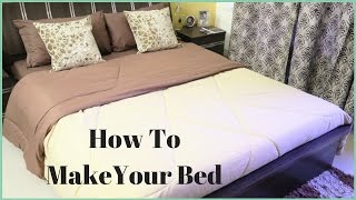 How To Make A Bed How To Put A Bed Sheet On A Bed [upl. by Sirtaeb]