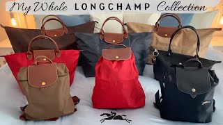 My Entire Longchamp Le Pliage Collection  LOriginal Club Leather [upl. by Cello]