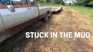 I Got Stuck In The Mud While Hauling Antique Trucks From A Farm [upl. by Buyer644]