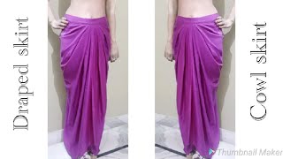 DrapedCowl skirt cutting and stitching  Dhoti style trendy skirt making  Dhoti dress tutorial [upl. by Birmingham]