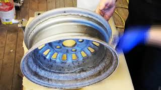 Powder Coating A Rusted Steel Wheel At Home DIY Restoration [upl. by Mab836]