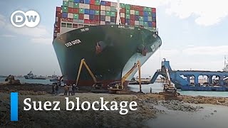 Container ship blocking the Suez Canal partially freed  DW News [upl. by Aniweta780]