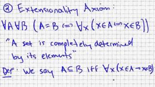 Axiomatic Set Theory 3 Empty Set and Extensionality Axioms [upl. by Nannahs767]