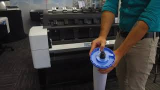 HP DesignJet T1600 How to Load new paper Change Paper [upl. by Endres]