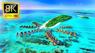 Fly Away to MALDIVES in 8K ULTRA HD  Best Tropical Island Tour with Relaxing Music and Ocean Sounds [upl. by Connell]