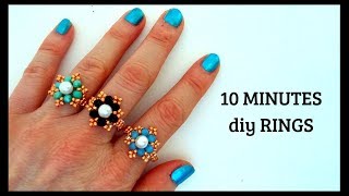 10 minutes DIY RINGS Beading tutorials How to make rings [upl. by Hawkie105]