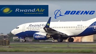 Rwandair Boeing 737 Taxi amp Take off from Libreville Airport to Kigali Airport [upl. by Bracci]