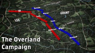 The Wilderness to Cold Harbor Grants Overland Campaign Animated Battle Map [upl. by Raffaello654]