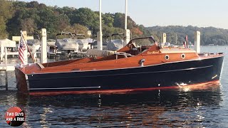 1940 Gar Wood Overnighter Classic Mahogany Wooden Boat [upl. by Bilbe]