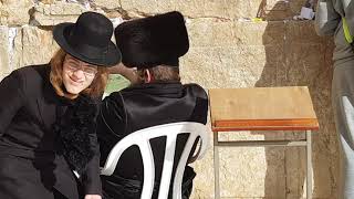 Why do Hasidic Jews wear a fur hat The Western Wall Wailing Wall Jerusalem Israel [upl. by Akemyt]