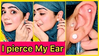 How I Pierced My Tragus and Helix At Home  Dietitian Aqsa [upl. by Shani]