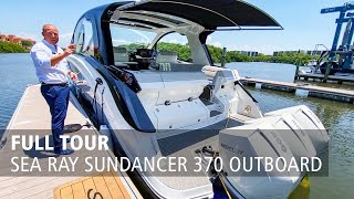 Full Tour  Sea Ray Sundancer 370 Outboard  Walkthrough [upl. by Aerdnwahs]