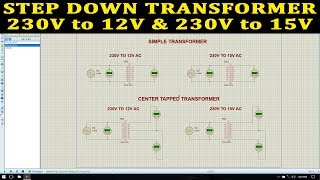 PROTEUS  230V TO 12V TRANSFORMER STEPDOWN TRANSFORMER 12V TRANSFORMER DESIGN AND SIMULATION [upl. by Akeim930]