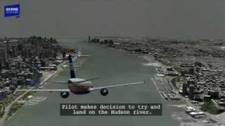 Hudson River Plane Landing US Airways 1549 Animation with Audio [upl. by Rosenstein]